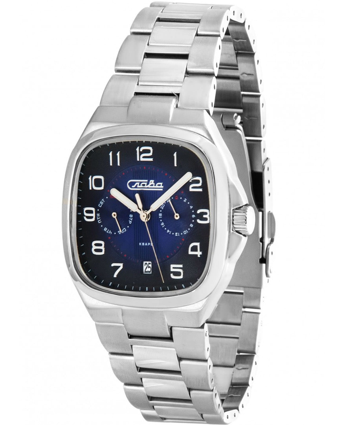 Слава Слава Традиция 2321457/100-JP21  2321457/100-JP21 кварцевые мужские часы черный циферблат, браслет нержавеющая сталь — вид спереди